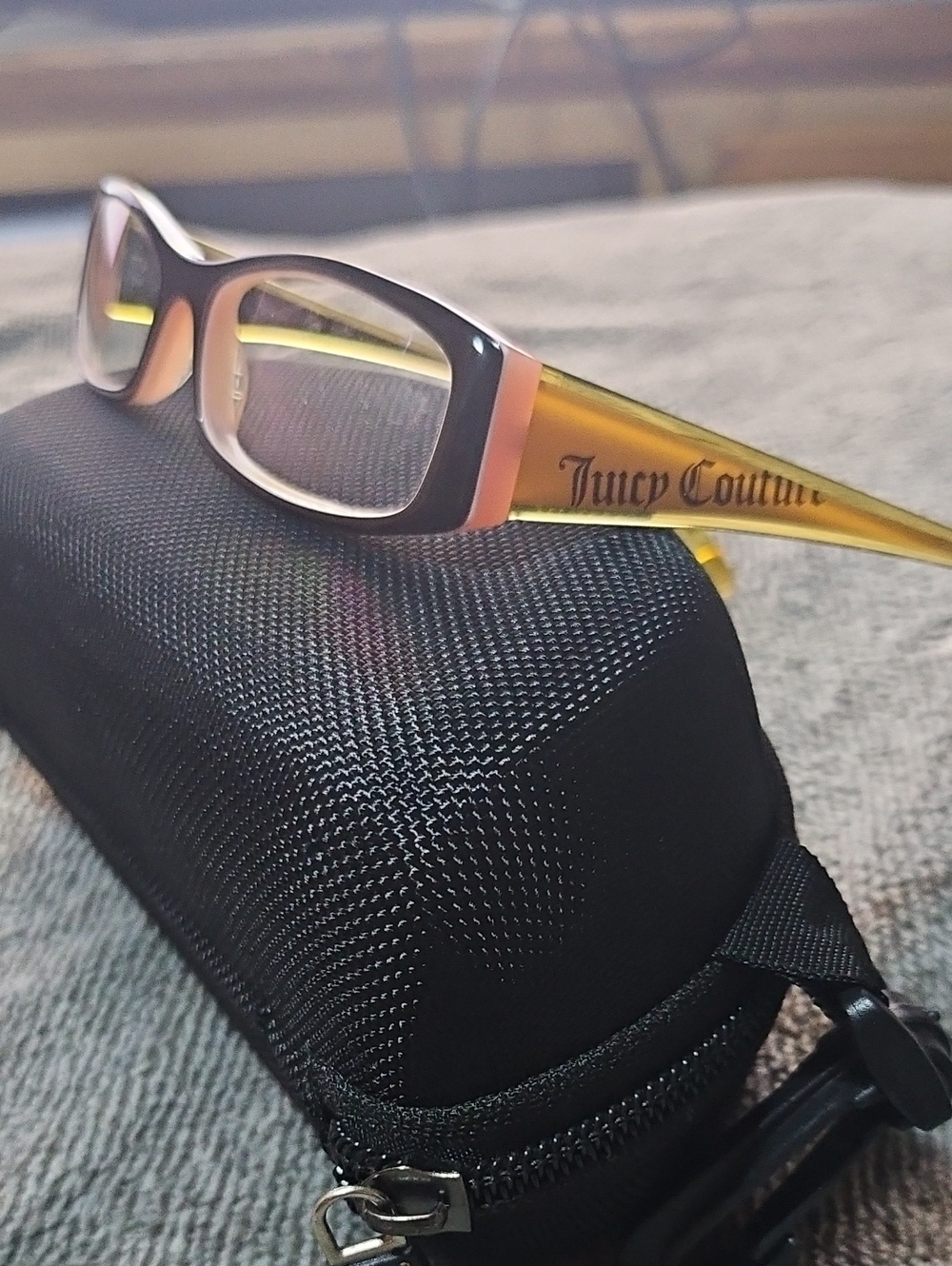 Juicy Couture Black Front Pink and Yellow Gradient Temple Frames Glasses